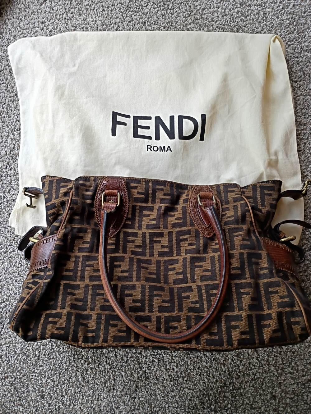 Authentic Fendi De Jour FF Zucca Shoulder Bag With Dust Bag